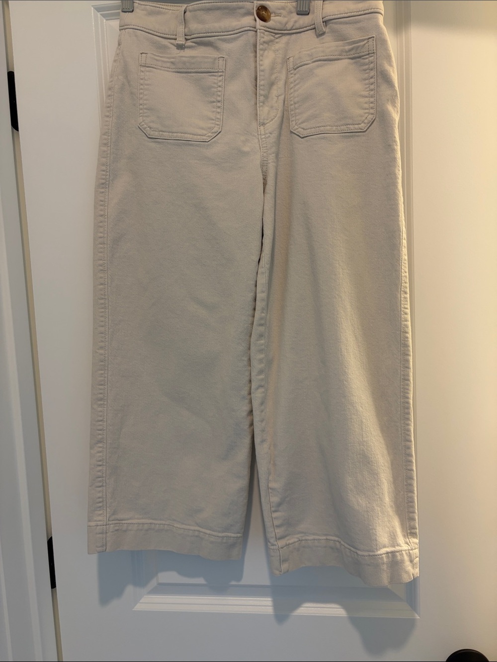 LOFT Cropped Wide-Leg Pants in Light Beige